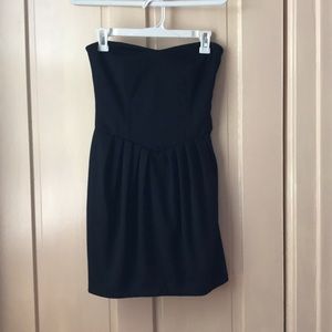 Black strapless mini dress